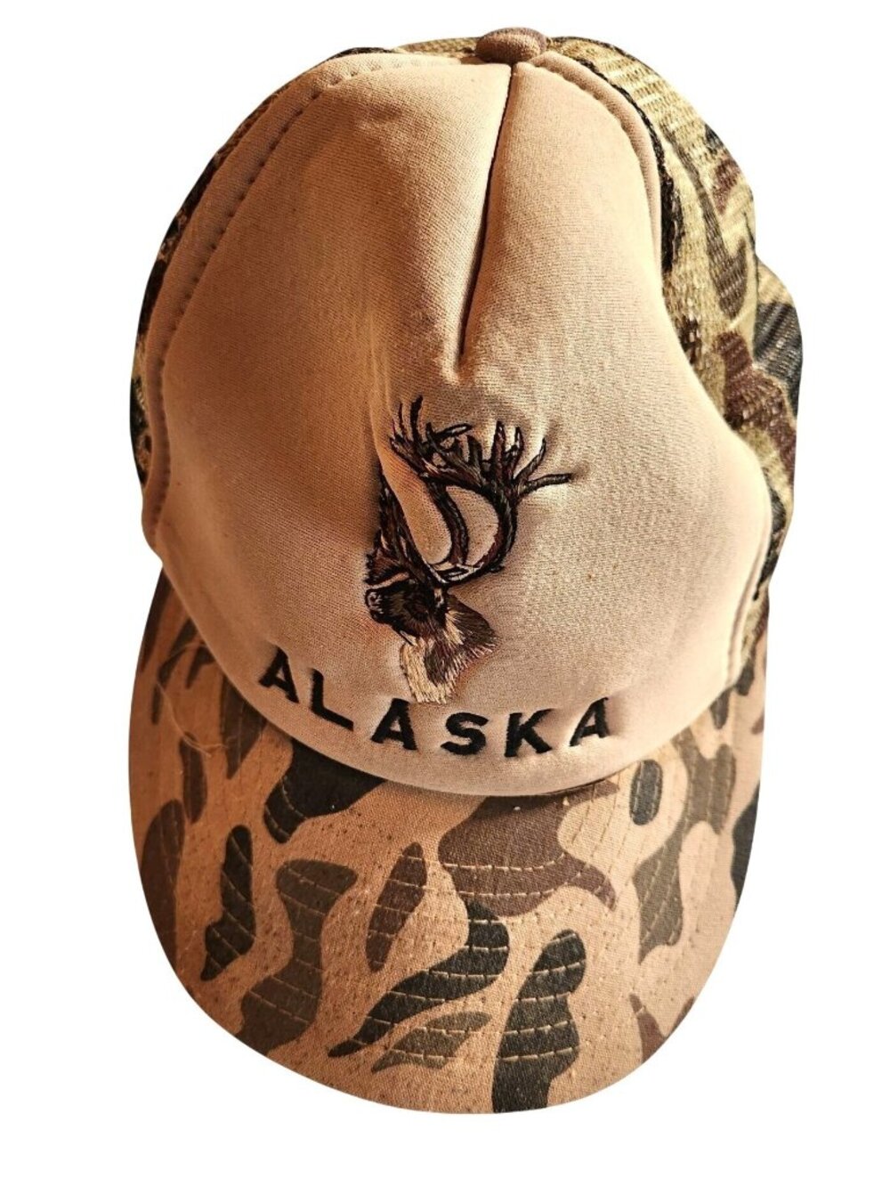 Vtg Hat Alaska Camouflage Mesh Trucker cap Snapback hunting embroidered